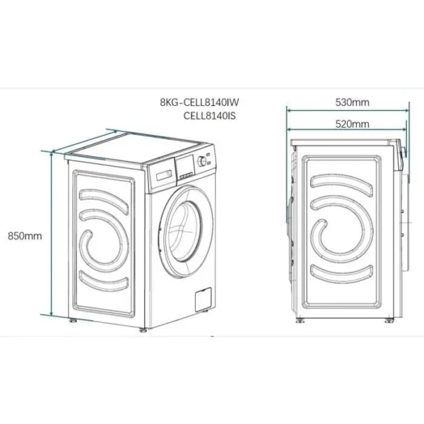 Lave-linge hublot CONTINENTAL EDISON CELL8140IS - 8 kg - Moteur induction - Largeur 60 cm - 1400 trs/min -Silver – Image 4