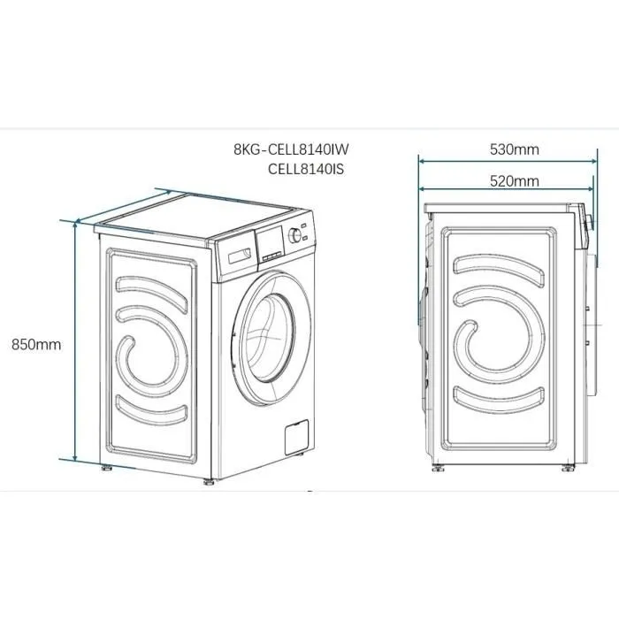 Lave-linge hublot CONTINENTAL EDISON CELL8140IS - 8 kg - Moteur induction - Largeur 60 cm - 1400 trs/min -Silver – Image 4