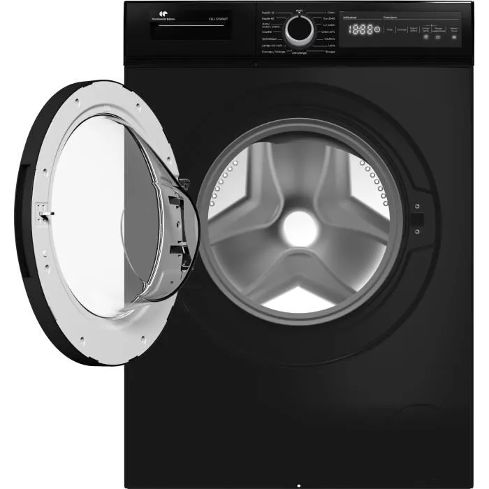 Lave-linge hublot CONTINENTAL EDISON CELL12140IBT - 12 kg - Largeur 59,6 cm - Classe A - 1400 trs/min - moteur induction - noir mat – Image 2