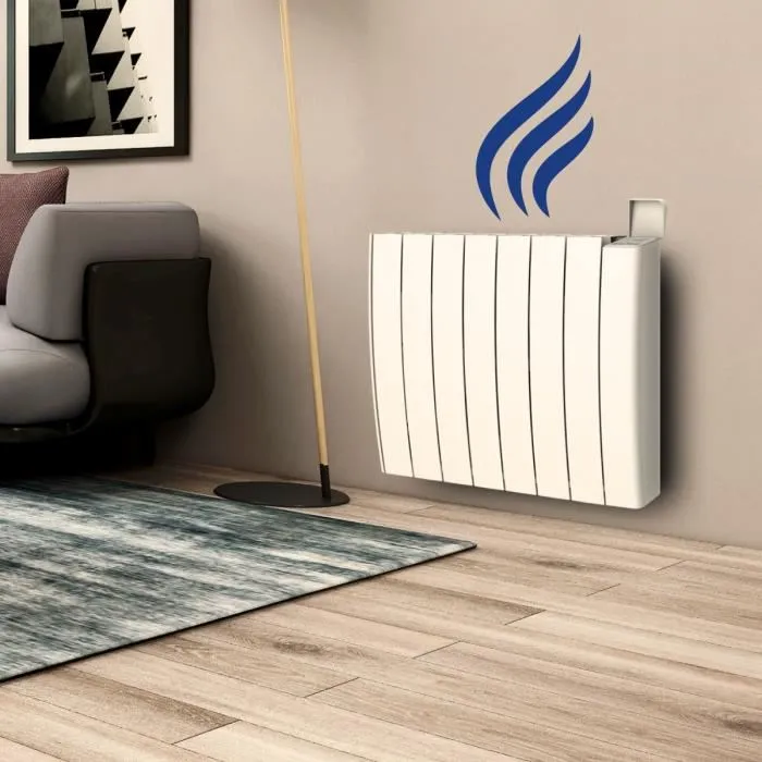 Radiateur électrique fixe à inertie sèche horizontal MANAO en céramique 1500W - thermostat digital LCD - Blanc - VOLTMAN – Image 2