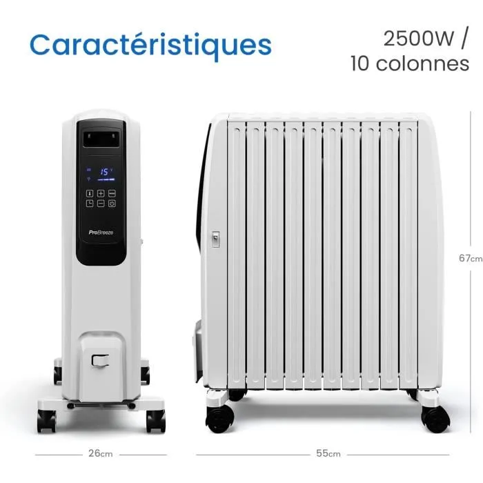 Pro Breeze Radiateur Numérique à Bain dHuile 2500W – Image 3