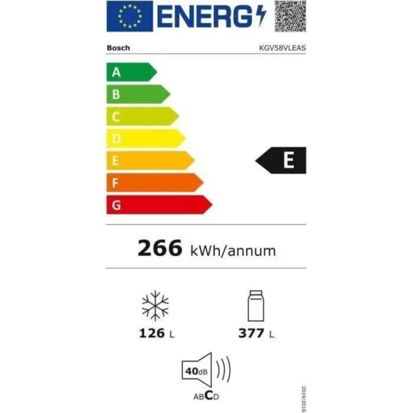 BOSCH KGV58VLEAS - Réfrigérateur combiné - 500 L (376 L + 124 L) - Froid low frost grande capacité- L 70 x H 191 cm - Inox – Image 3