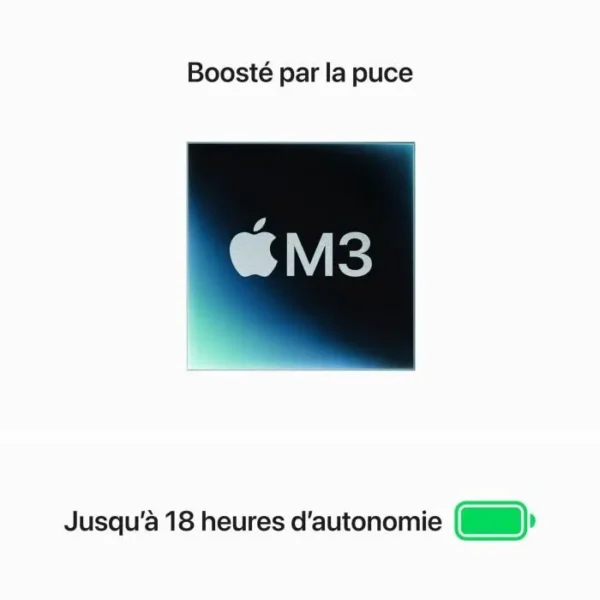 Apple - 13,6" MacBook Air M3 (2024) - RAM 16Go - Stockage 512Go - Minuit - AZERTY – Image 3