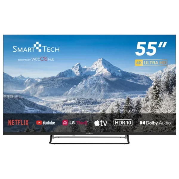 Smart Tech TV LED 4K UHD 55' (139 cm) Smart TV Web OS-55UW02V- Netflix, Prime Video, Youtube 3xHDMI-2xUSB-MEMC-Dolby Audio