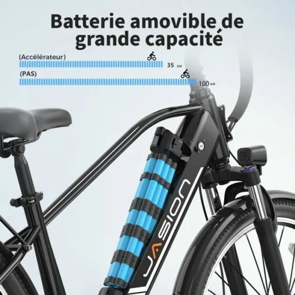 JASION Vélo électrique VAE 26" - Batterie amovible 48V/11Ah- Shimano 7 Vitesses - Vélo VTT E-Bike - Moteur 500W -Noir – Image 2