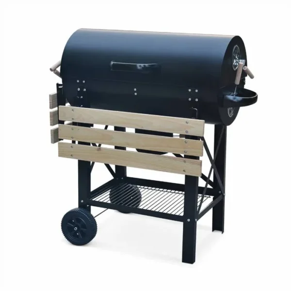 Barbecue américain charbon de bois - Serge noir - Smoker américain avec aérateurs. récupérateur de cendres. fumoir – Image 3