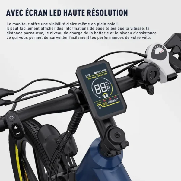 COLORWAY Vélo Électrique 26", VTT Ville, Batterie Lithium amovible 36V12Ah - 7 Vitesses - Bleu – Image 2
