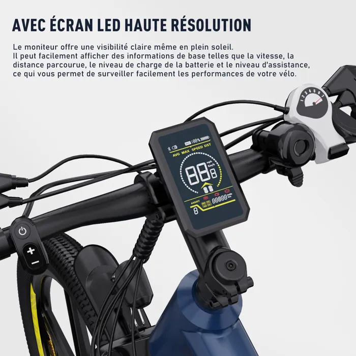 COLORWAY Vélo Électrique 26", VTT Ville, Batterie Lithium amovible 36V12Ah - 7 Vitesses - Bleu – Image 2